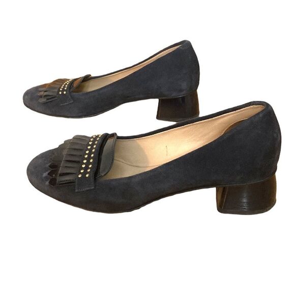 Napoleoni Suede Made in Italy Heeled Loafers Office Work Size 38 - Picture 5 of 11